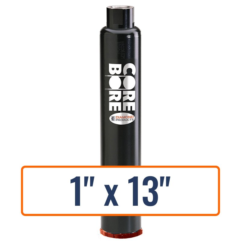 Diamond Products 1" x 13" Premium Black Precast Core Bore Bit for precast concrete, 5/8"-11 hub.