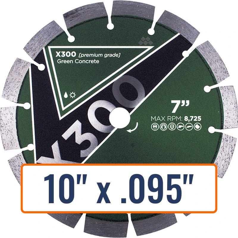 Diamond Vantage 10" x .095" Green Concrete Diamond Saw Blade with 5/8" Arbor