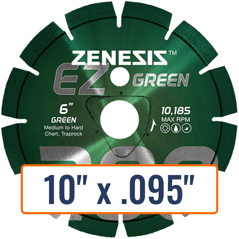 Diamond Vantage 10" x .095" Green Concrete Diamond Saw Blade with 7/8" and 5/8" Arbor Sizes