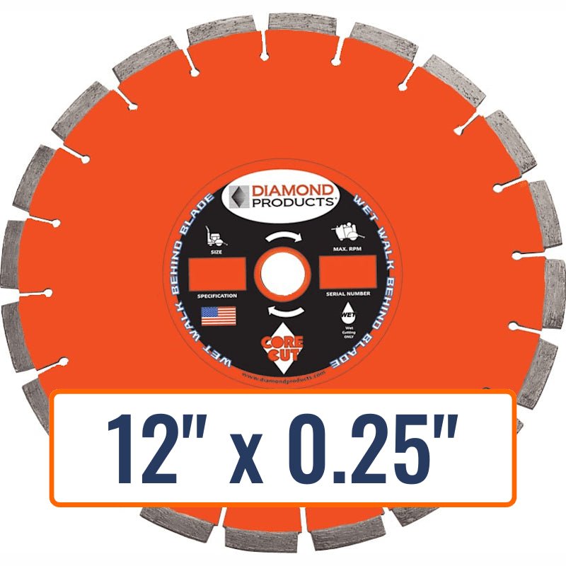 Diamond Products 12" x 0.25" Joint Widening Diamond Saw Blade with 1" Arbor Size