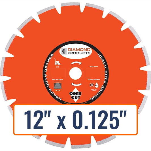 Diamond Products 12" x 0.125" Dry Walk Behind Diamond Saw Blade for Asphalt, 1" Arbor with Pin Hole