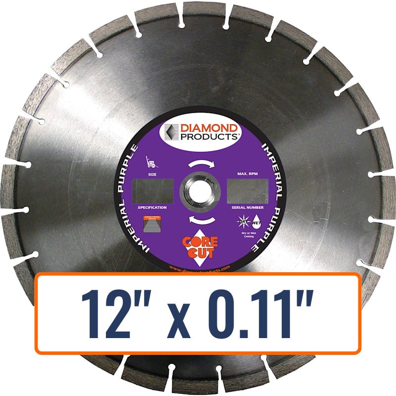 Diamond Products 12" x 0.11" Imperial Purple Segmented Dry Walk Behind Blade for General Purpose Concrete - DCI12110
