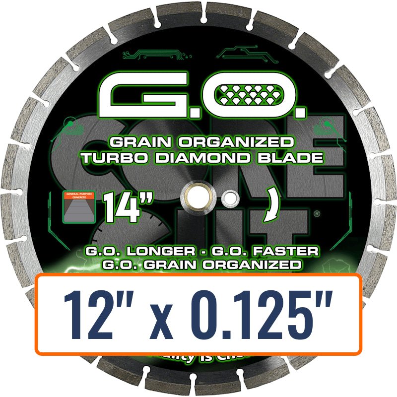 Diamond Products 12" x 0.125" G.O. High Speed Turbo Blade with 1" Arbor Size and Slant Seg Protection