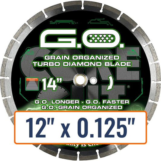 Diamond Products 12" x 0.125" G.O. High Speed Turbo Blade with 1" Arbor Size and Slant Seg Protection