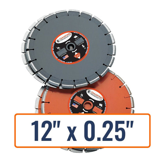 Diamond Products 12" x 0.25" Bevel Diamond Saw Blade with 1" Arbor
