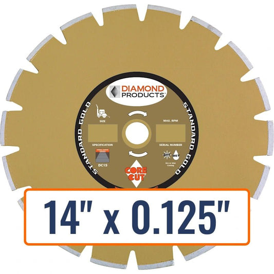 Diamond Products 14" x 0.125" Dry Walk Behind Diamond Saw Blade for Asphalt with 1" Arbor and Pin Hole