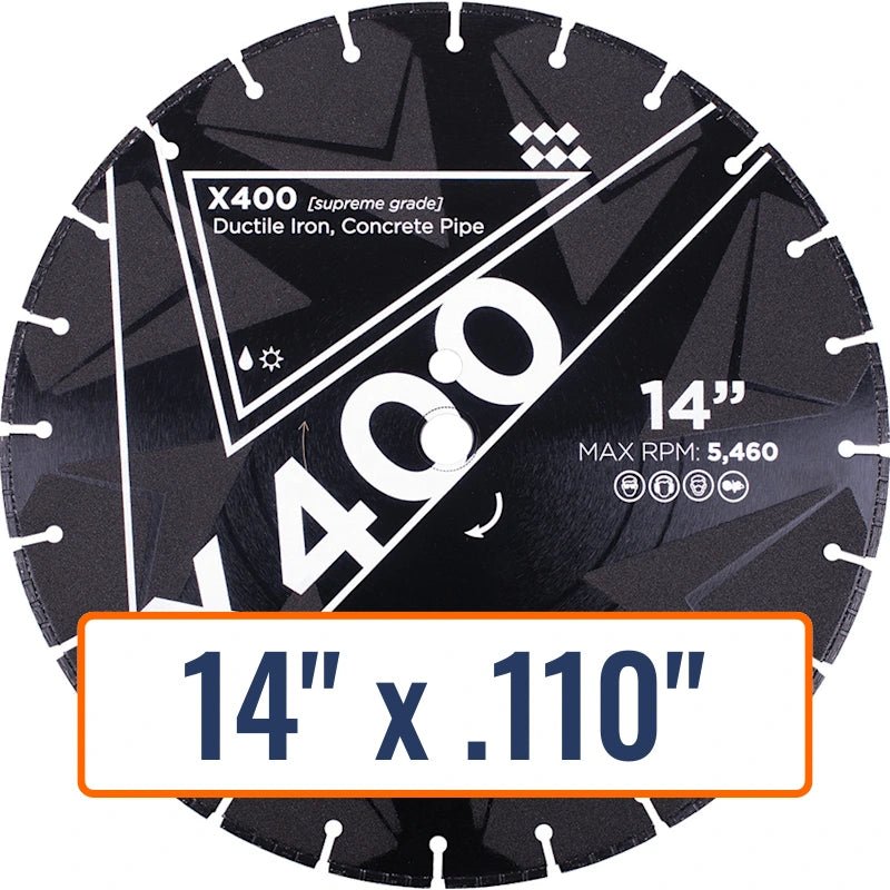 Diamond Vantage 14" x .110" Ductile Iron Diamond Saw Blade with 1" and 20mm Arbor Sizes