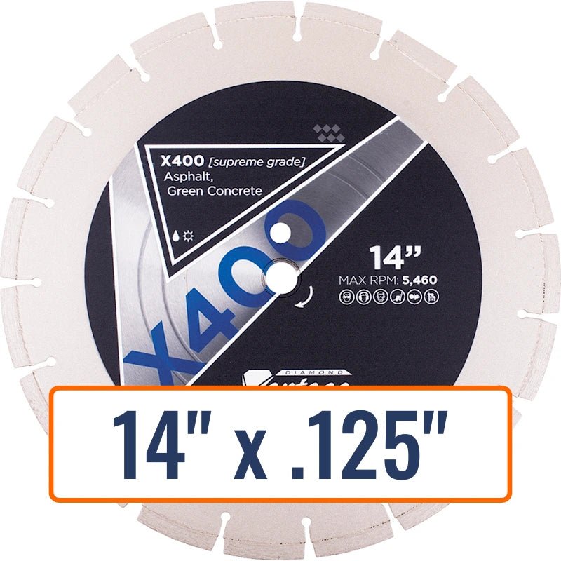 Diamond Vantage X400 14" Diamond Blade for Cutting Asphalt, 1" or 20mm Arbor Size