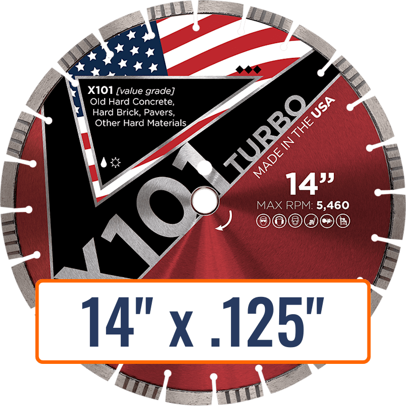 Diamond Vantage X101 TURBO 14" x .125" Diamond Saw Blade for Hard Materials, 20mm Arbor Size