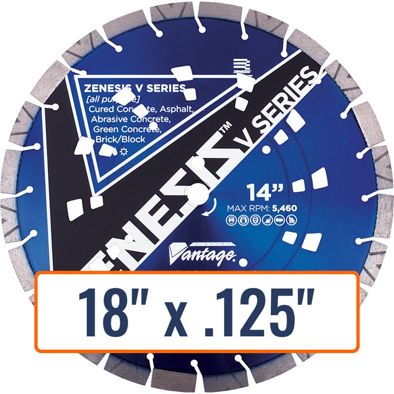 Diamond Vantage 18" x .125" All Purpose Diamond Saw Blade with 1" and 20mm Arbor Sizes