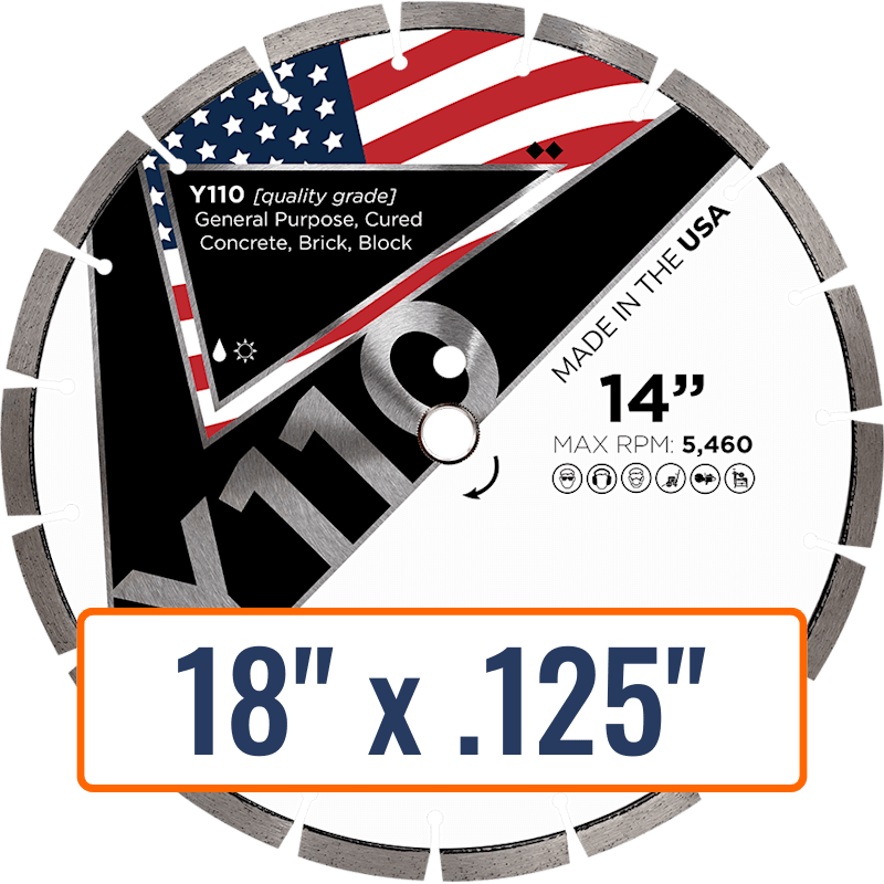 Diamond Vantage 18" x .125" General Purpose Diamond Saw Blade with 1" Arbor Size