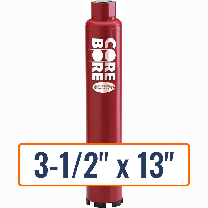Diamond Products 3-1/2" x 13" Wet Turbo Core Drill Bit for Fast Coring in Asphalt/Block - 1-1/4"-7 Hub Size