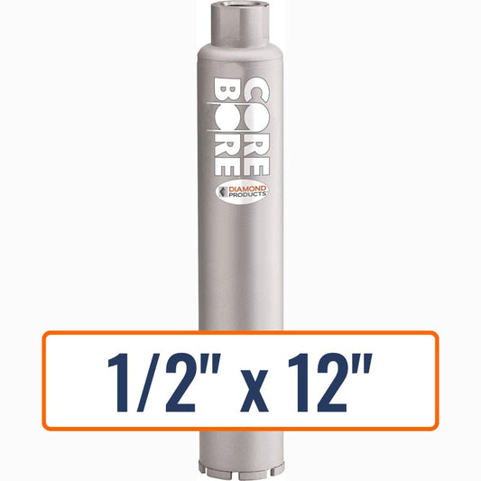 Diamond Products 1/2" x 12" Supreme Silver Professional Wet Core Bit for General Concrete and Heavy Steel drilling