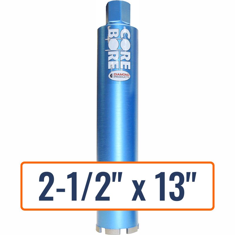 Diamond Products 2-1/2" x 13" Wet Segmented Core Drill Bit with 1-1/4"-7 Hub Size