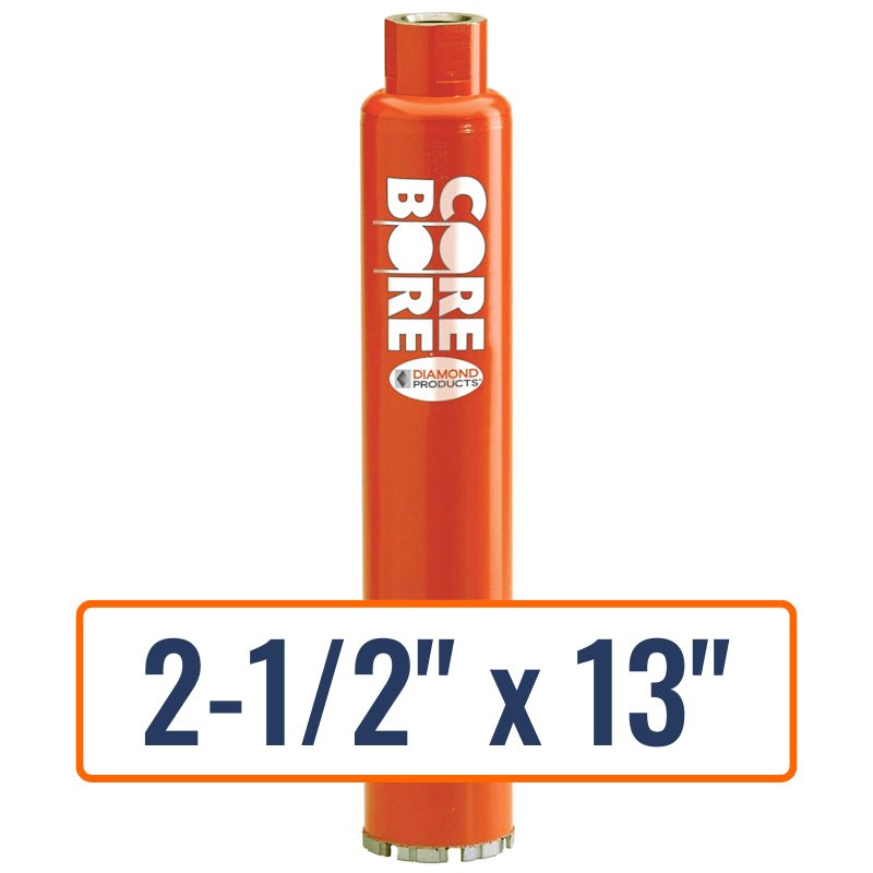 Diamond Products 2-1/2" x 13" Wet Turbo Core Drill Bit with 1-1/4"-7 Hub Size.