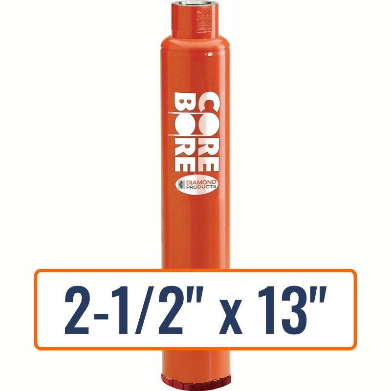 Diamond Products 2-1/2" x 13" Precast Concrete Core Drill Bit with 1-1/4"-7 Hub Size