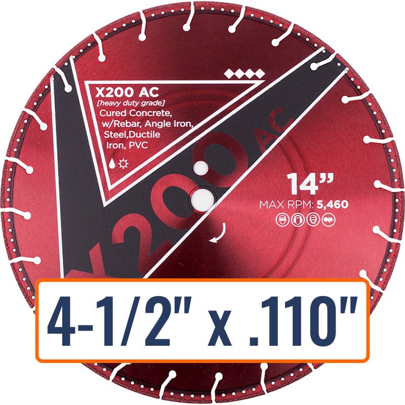 Diamond Vantage X200-AC* 4-1/2" Diamond Tipped Blade for All Cut - Fire/Rescue, 7/8" & 5/8" Arbor Size
