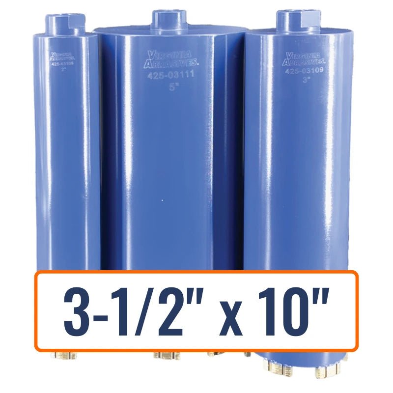 Virginia Abrasives 3-1/2" x 10" Masonry Core Drill Bit with 5/8"-11 Hub for Brick, Concrete, Masonry