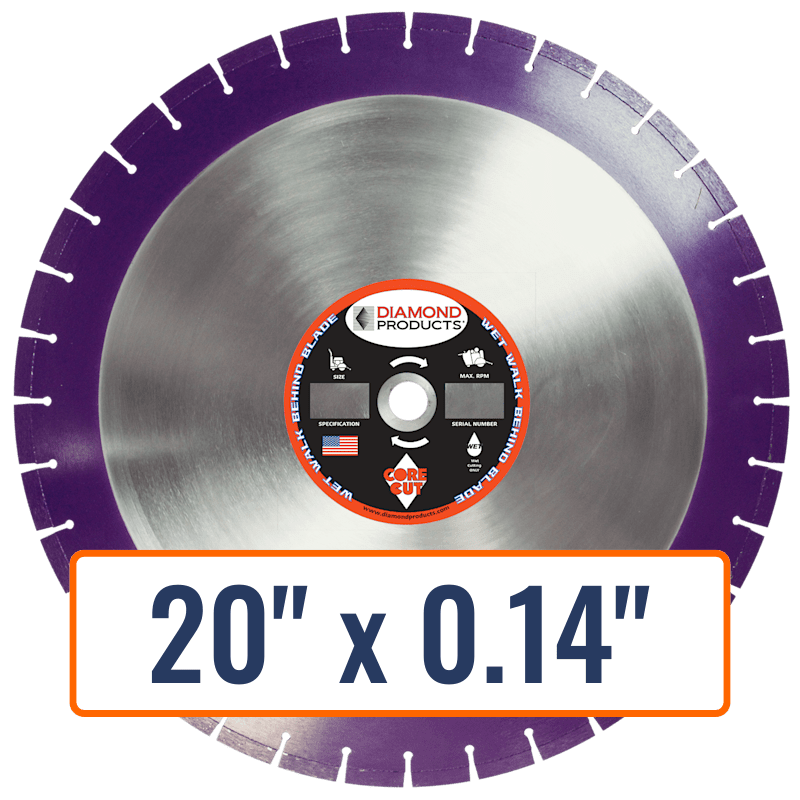Diamond Products 20" x 0.14" Walk Behind Diamond Saw Blade for Light to Medium Reinforced Concrete