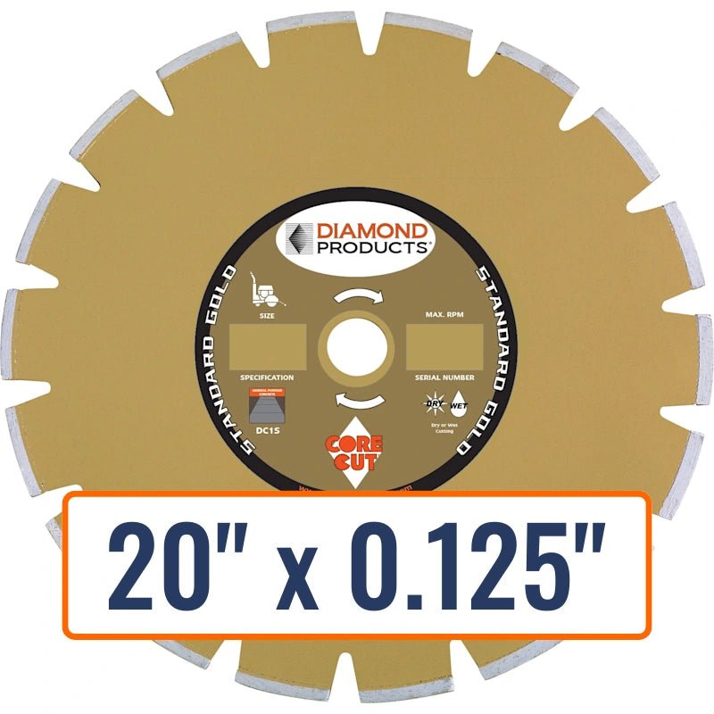 Diamond Products 20" x 0.125" Dry Walk Behind Diamond Saw Blade for Asphalt, 1" Arbor w/ Pin Hole