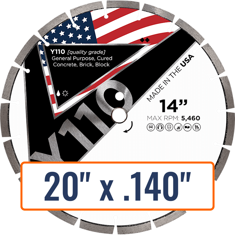 Diamond Vantage 20" x .140" General Purpose Diamond Saw Blade with 1" Arbor