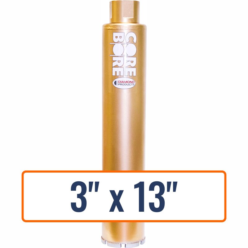 Diamond Products 3" x 13" Wet Segmented Core Drill Bit with 1-1/4"-7 Hub Size