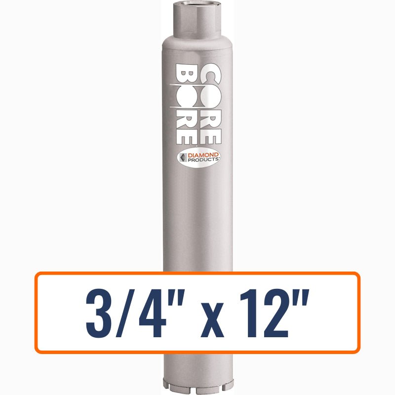 Diamond Products 3/4" x 12" Wet Professional Core Drill Bit for General Concrete, Fast Drilling