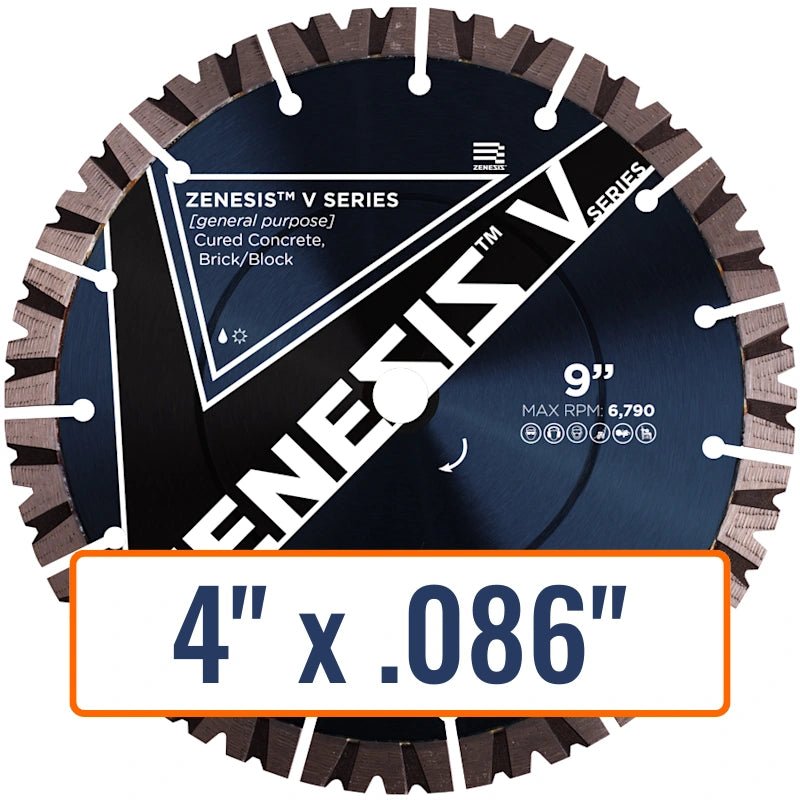 Diamond Vantage 4" x .086" Diamond Saw Blade for Angle Grinder - ZENESIS™ V-SERIES - General Purpose