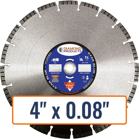 Diamond Products 4" x 0.08" Star Blue H.P. Turbo Blade with 7/8" Arbor Size
