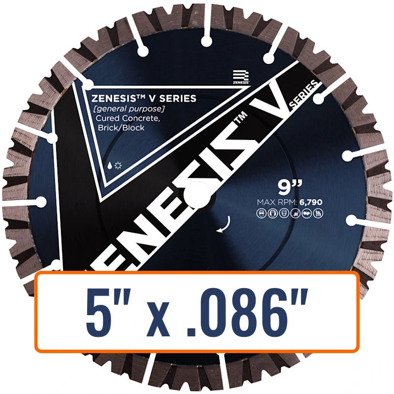 Diamond Vantage 5" General Purpose Diamond Saw Blade with .086" thickness, 7/8" or 5/8" arbor size
