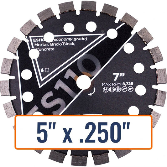 Diamond Vantage 5" x .250" Tuck Point Diamond Saw Blade, 7/8" or 5/8" Arbor Size