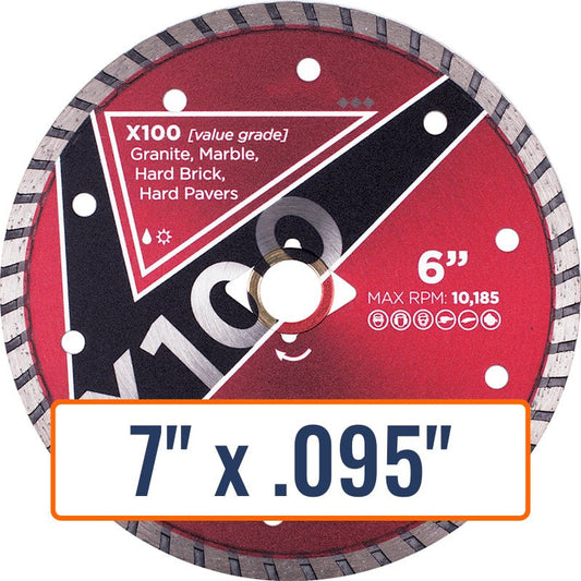 Diamond Vantage 7" x .095" Hard Material Diamond Saw Blade, Arbor Size U/A