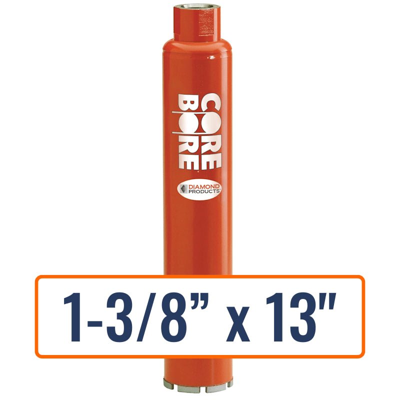 Diamond Products 1-3/8" x 13" Wet Segmented Core Drill Bit for Hard Materials with 5/8"-11 Hub Size