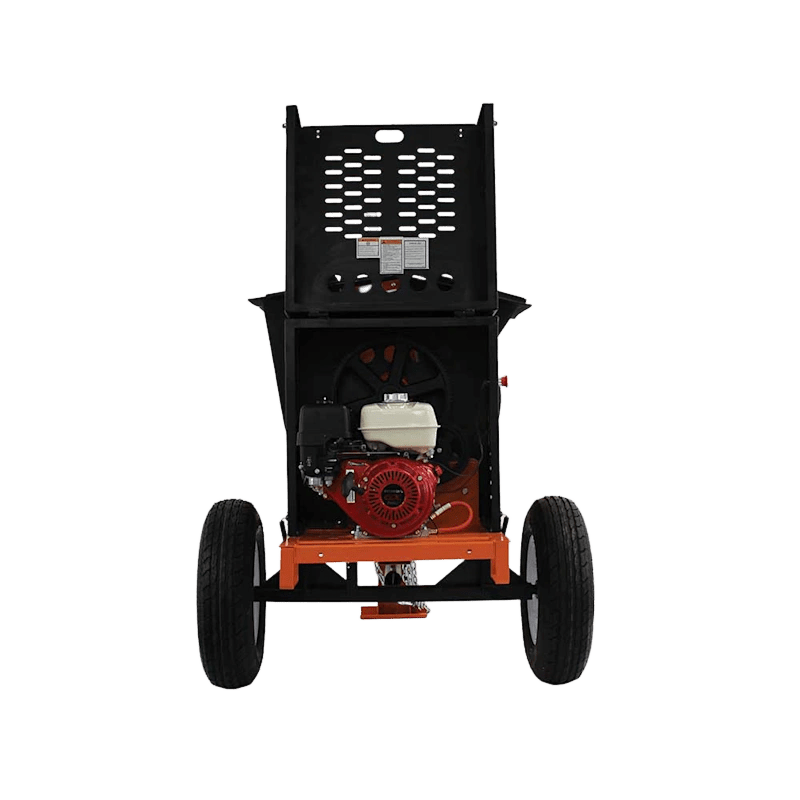 Brave Mortar Mixer with 8 cubic foot poly drum, Honda engine, safety features, and easy-pour handle for smooth concrete mixin