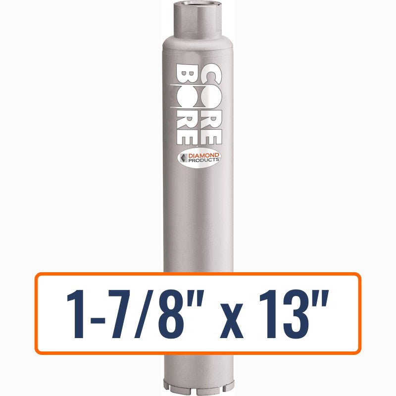 Diamond Products 1-7/8" x 13" Wet Professional Core Drill Bit for General Concrete and Heavy Steel, 1-1/4"-7 Hub Size