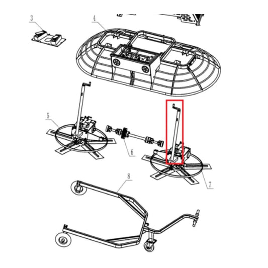 Left Handle Assembly Spare Part for TRT46V 8ft Ride-On Power Trowel TRT46V-LHNDL-2