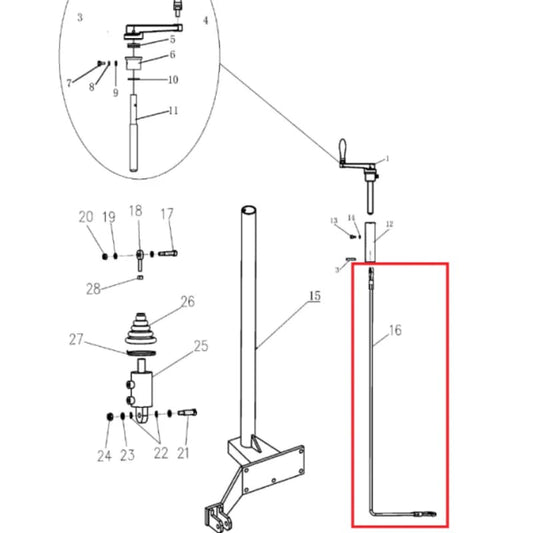 Left Side Throttle (P022) Spare Part for TRT46V 8ft Ride-On Power Trowel TRT46V-LEFTTHRTL-2