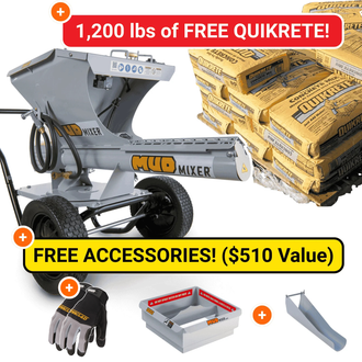 MudMixer Evolution Pro Bundle + 1,200 lbs FREE Quikrete!