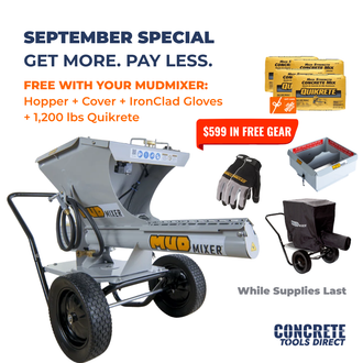 MudMixer Evolution 3225 + FREE Hopper + FREE All-Weather Cover + $95 Home Depot eGift Card – Continuous Concrete Mixer