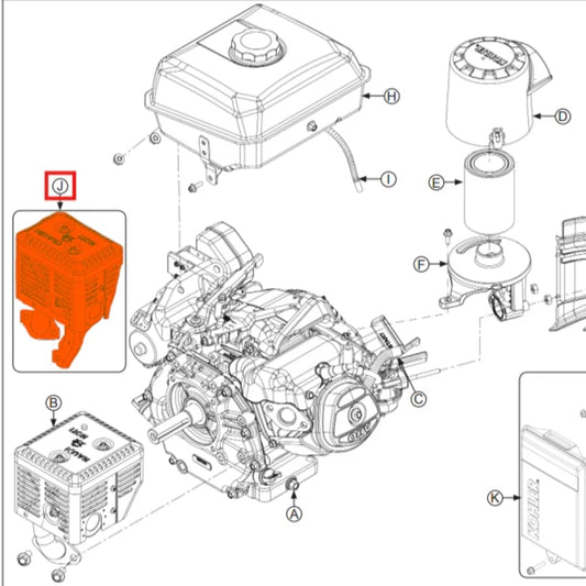 Muffler Spare Part for Kohler CH260 4-Stroke Engine CH260-MF-2