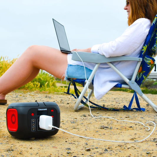 Tomahawk Portable Power Station, 155Wh 200W 4-Port Backup Lithium Battery, AC DC Outlet, 60W USB-C USB-A Pure Sine Wave Outlet, Digital, LED Light for Outdoor Camping, RV TPB200-2