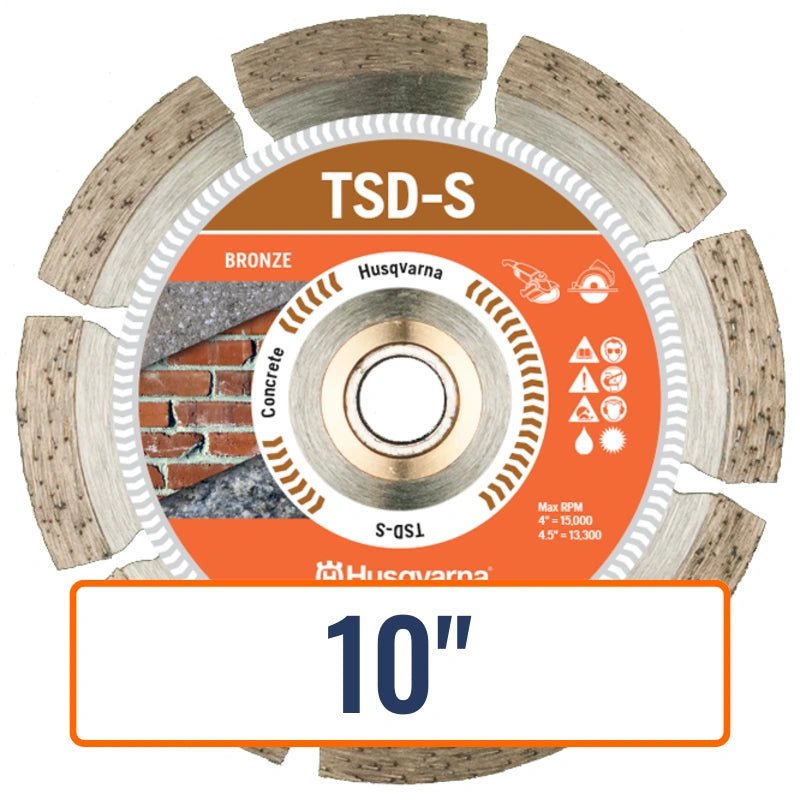 Cement cutting blade, Husqvarna TSD-S Dri Disc, suitable for slicing through concrete, masonry, brick, and stone.