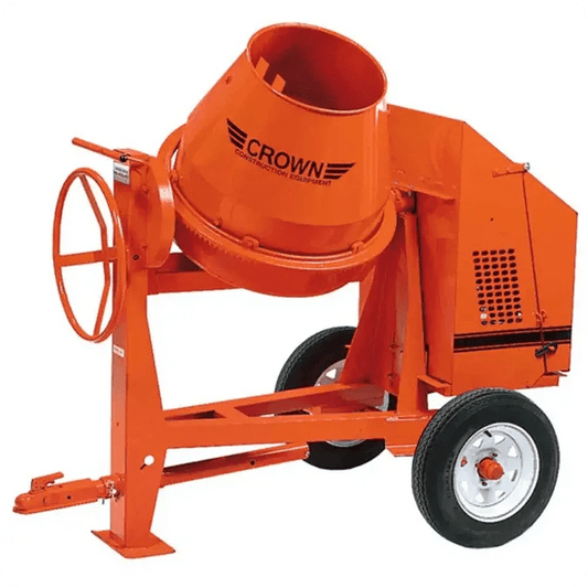 9 cu ft concrete mixer with Baldor electric motor front view