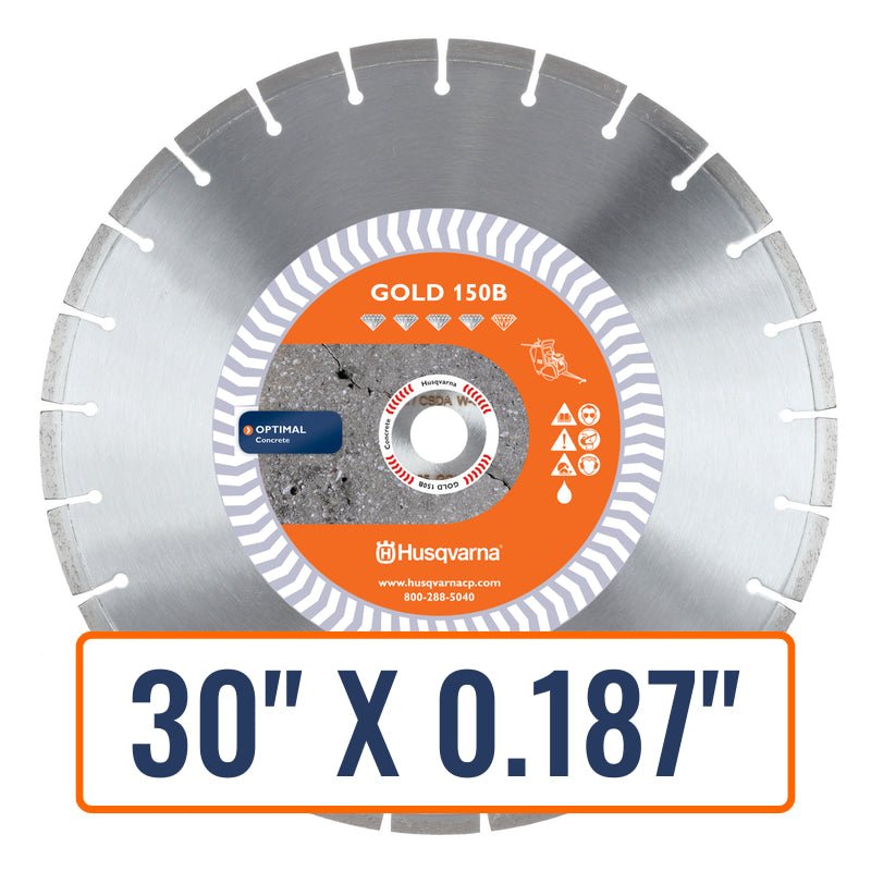 Concrete cutting blade, Husqvarna Banner Line Red 450B-R Diamond Saw Blade, designed for heavy-duty construction work.