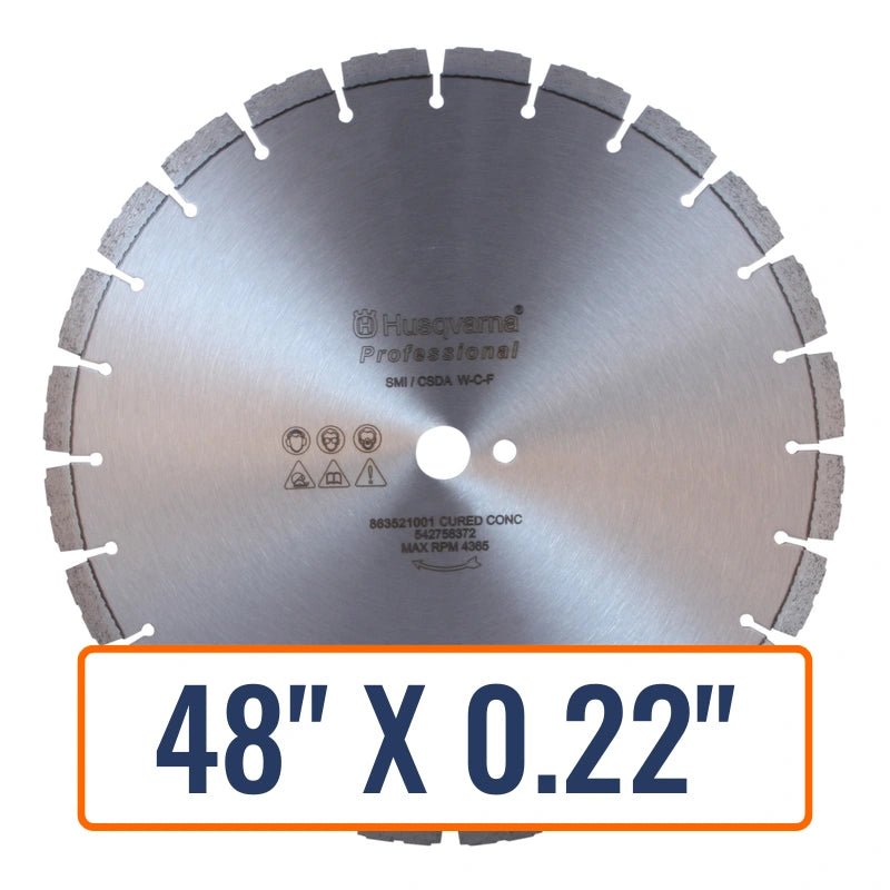 Concrete cutting blade, Husqvarna Professional F610C Diamond Saw, designed for cutting hard materials and suitable for wet conditions.