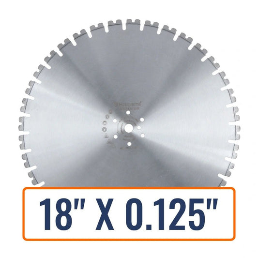 Concrete wall saws blades by Husqvarna, showcasing robust design with varying diameters and thicknesses for demanding construction tasks.