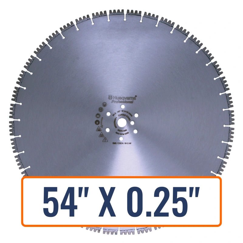 Concrete wall saws blades, specifically the Husqvarna Diamond Wall Saw Blade, designed for heavy-duty use on hard concrete.
