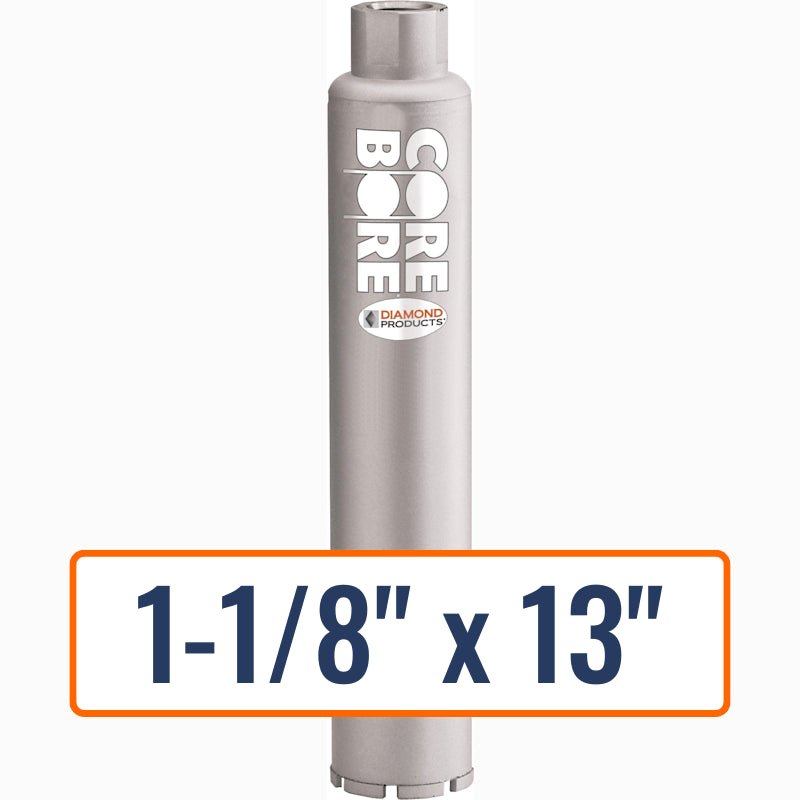 Diamond Products 1-1/8" x 13" Wet Professional Core Drill Bit with 5/8"-11 Hub - for General Concrete and Heavy Steel drilling
