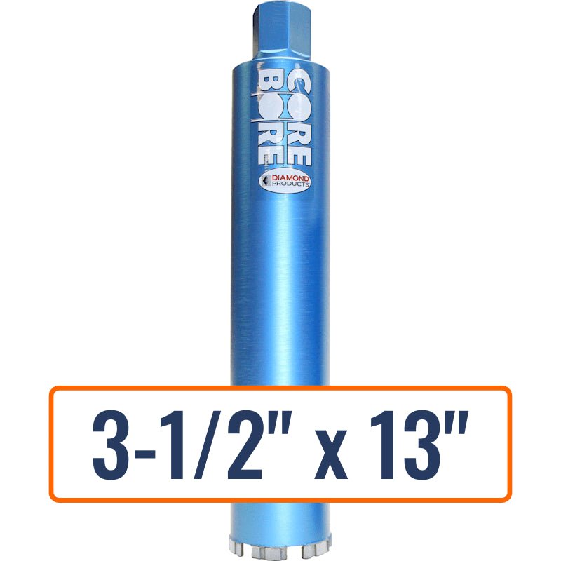 Diamond Products 3-1/2" x 13" Wet Turbo Core Drill Bit with 1-1/4"-7 Hub Size
