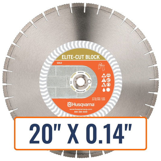 Diamond blade for concrete by Husqvarna ELITE-CUT, showcasing its gold performance quality and range of size options.